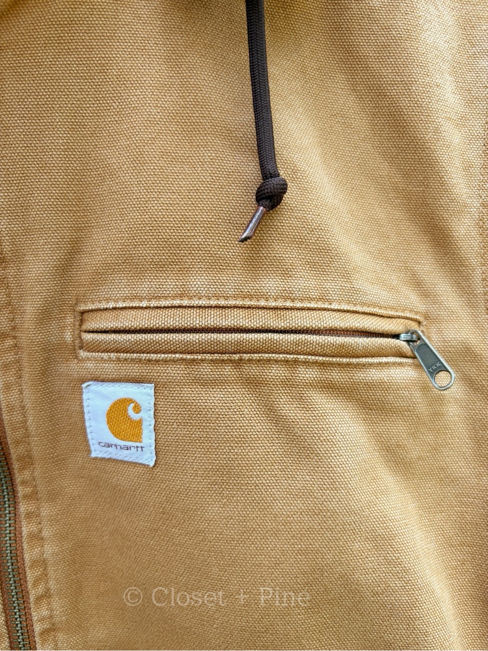 Carhartt Weathered Wildwood Jacket Tan Size Medium Hooded Sherpa Lined - Picture 7 of 17